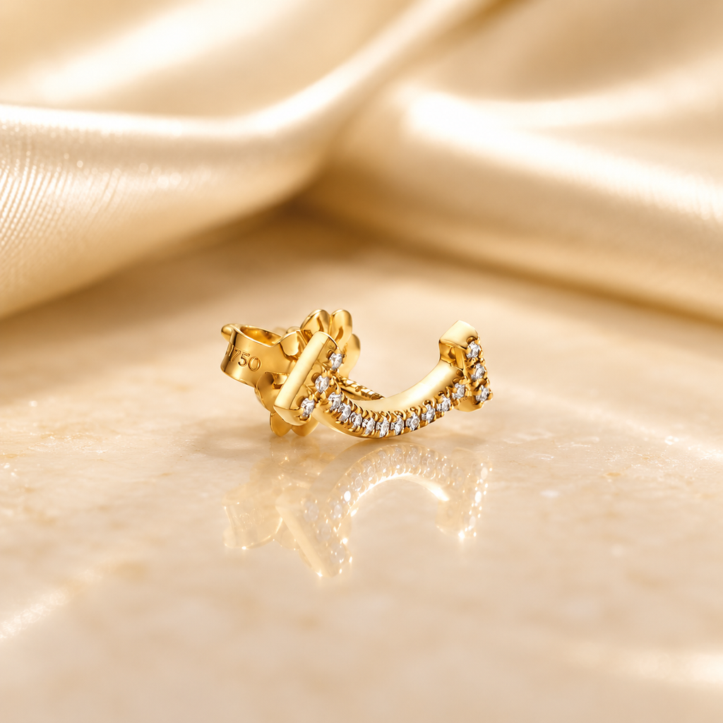 Tiffany & Co. T Smile Mini Earrings in 18k Yellow Gold with Diamonds – Brand New & Authentic